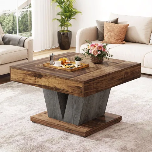 Tribesigns – Mesa de café cuadrada, mesa central de madera para sala de estar, mesa de acento de té de cóctel moderna de 31.5" en color marrón