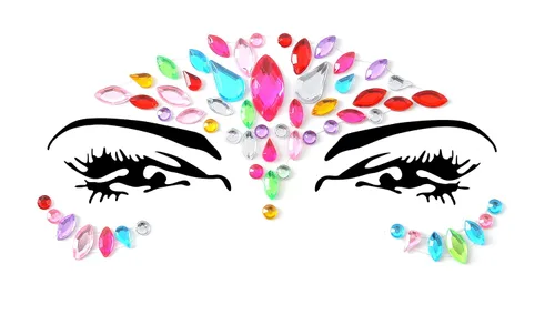 Miniatura 9 de 32 piezas de gemas faciales (diseños aleatorios) autoadhesivas con purpurina para tatuaje, gemas para festivales, fiestas rave, maquillaje corporal