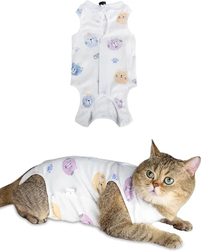 Miniatura 15 de ANWA Traje de recuperación de gato, mameluco transpirable para gato después de la cirugía, traje de recuperación de cirugía de gatito, heridas Alpaca