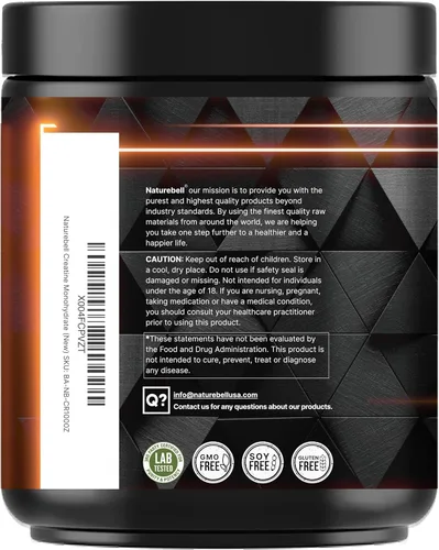 Miniatura 2 de NatureBell Polvo de Creatina Monohidrato 1,000g, 5,000mg por porción Micronizado, Puro y Sin Sabor Apoyo Muscular Pre-Entrenamiento Keto
