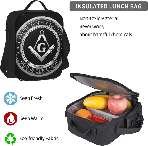 Miniatura 5 de SWEET TANG Mochila escolar para estudiantes, con logotipo masónico de Fe, Esperanza y Caridad, Masón, Negro, Viaje, Senderismo, Gran Capacidad