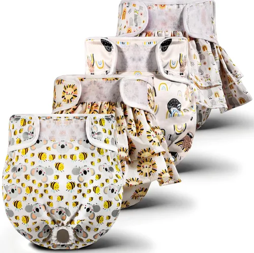 XPCARE Pañales para perras hembras (paquete de 4) – Pañales lavables y reutilizables para perras, altamente absorbentes, tamaño mediano