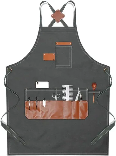 Miniatura 8 de boshiho Delantal de pintura para adultos, hebilla ajustable, delantal de barbero con bolsillos para mujeres/hombres/unisex, delantal de trabajo
