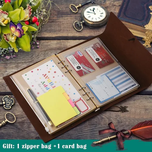 Miniatura 5 de OMEYA Cuaderno de cuero para diario, planificador de diario de escritura recargable, regalos para mujeres, hombres, niñas, hermanas, amigos