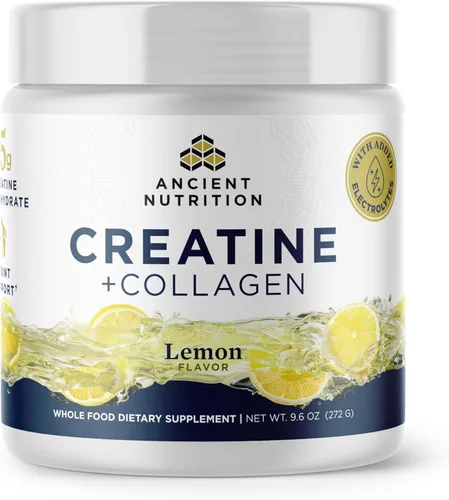 Ancient Nutrition Creatina + Colágeno – Fuerza muscular, masa corporal magra, comodidad articular y apoyo cognitivo – Incluye 5g de monohidrato de