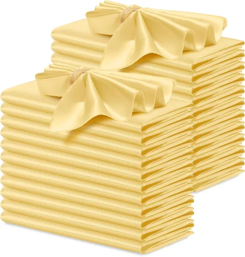 Miniatura 16 de P Pothuiny 12 servilletas de satén de color beige sedoso de 17 x 17 pulgadas, servilletas cuadradas lisas de tela de satén, servilletas de mesa