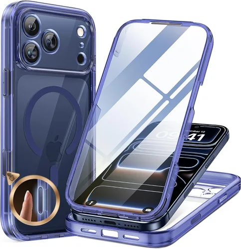 Miniatura 20 de Miracase Funda para iPhone 13 de 6.1 pulgadas, [sin burbujas] funda de teléfono de cuerpo completo con pantalla de vidrio completa integrada, sin