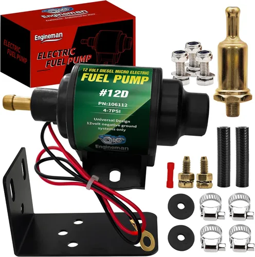 12D Bomba de combustible eléctrica diesel micro universal de 5/16 pulgada de entrada y salida 12V 1-2 A, 35 GPH, 4-7 PSI 4-7PSI 35 GPH para diesel