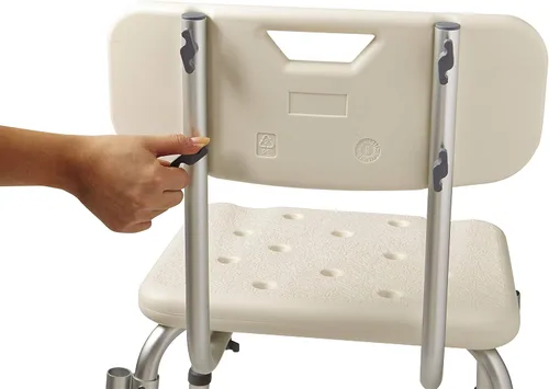 Miniatura 8 de Medline - Silla de ducha con asiento y reposabrazos acolchados y respaldo, taburete de ducha resistente para bañera, asiento de ducha antideslizante