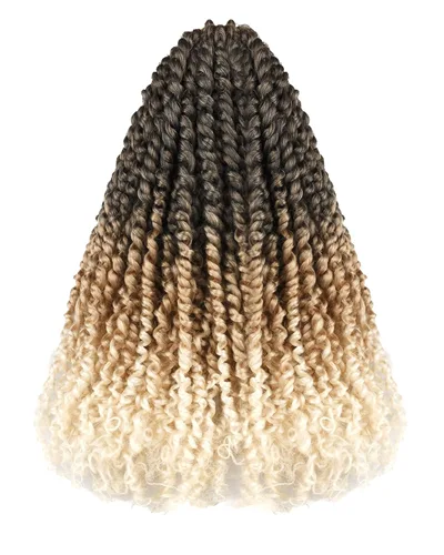Paquete de 8 paquetes de cabello trenzado sintético pretrenzado de 14 pulgadas para mujeres negras y niños, color gris degradado a rubio TGris/27/613