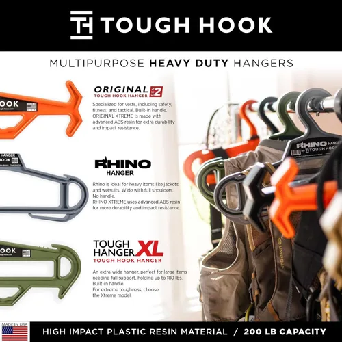 Miniatura 8 de Rhino Tough Hook - Perchas de ropa resistentes – Percha de grado militar para armadura corporal – Perchas de traje de capacidad de 200 libras – El