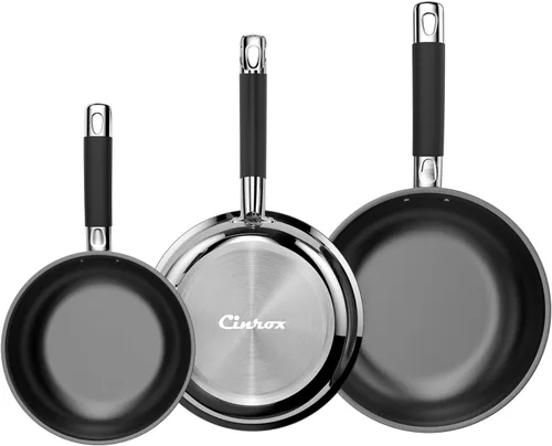 Miniatura 9 de Juego de ollas y sartenes antiadherentes, juego de 6 utensilios de cocina de acero inoxidable de 5 capas, ollas de 2.8 cuartos de galón de 6.5