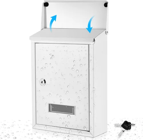 Miniatura 9 de Amylove Buzones de correo resistentes a la intemperie con cerradura de llave, buzón de metal de montaje en pared con bloqueo de seguridad con ranura