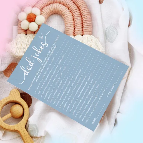 Miniatura 3 de Divertidos juegos de baby shower, trivia para bebés y alfabeto, juegos de doble cara, ideas de decoración de fiesta azul minimalismo, 25 piezas de 5