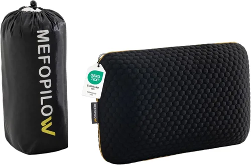 Miniatura 11 de Almohada de viaje de espuma viscoelástica con funda lavable y bolsa de transporte, almohada de cuello compacta, suave y transpirable para avión