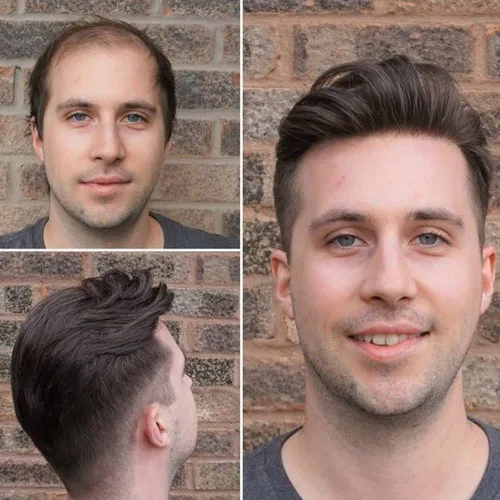 Miniatura 7 de Tupé de cabello humano europeo para hombres, suave, completo, sistema de reemplazo de cabello de encaje suizo, 10 x 8 pulgadas, lacio, #4, color #4