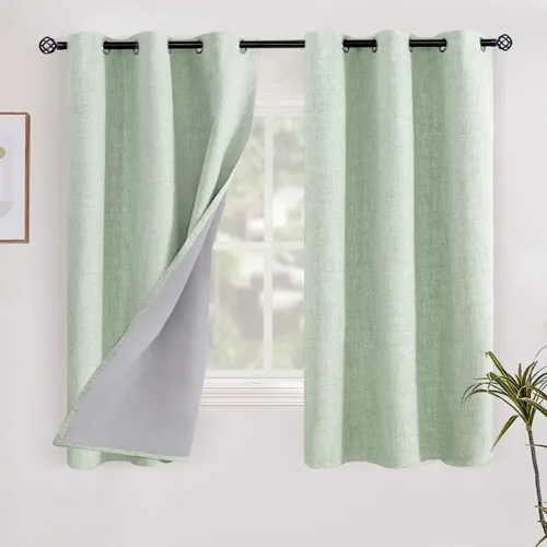 Miniatura 29 de YoungsTex - Cortinas opacas de lino para dormitorio, oscurecimiento de la habitación, cortinas con textura de lino, paneles con aislamiento térmico