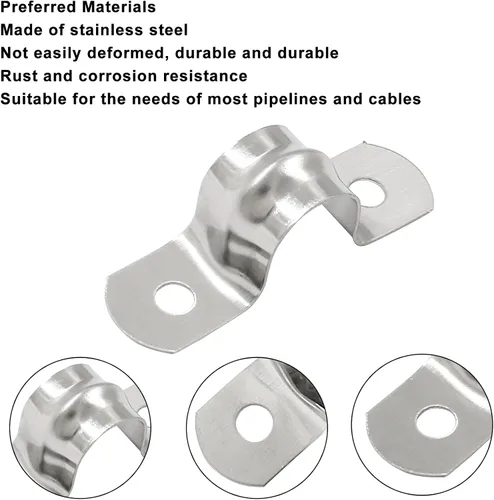 Miniatura 4 de Hitefu 50 correas de tubo rígidas de acero inoxidable, M12 1/2 pulgadas, correa de dos agujeros, abrazaderas de tubo con soporte en U, abrazadera