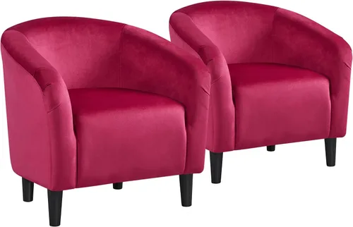 Miniatura 11 de Yaheetech Juego de 2 sillones, silla de club de tela de bouclé, silla elegante de sherpa con asiento suave y acolchado para sala de estar, Negro