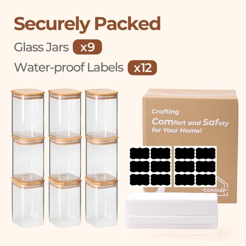 Miniatura 7 de ComSaf 1.1 L Recipientes de almacenamiento de vidrio con tapas, tarros de vidrio con tapas, tarro de almacenamiento de alimentos transparente, juego