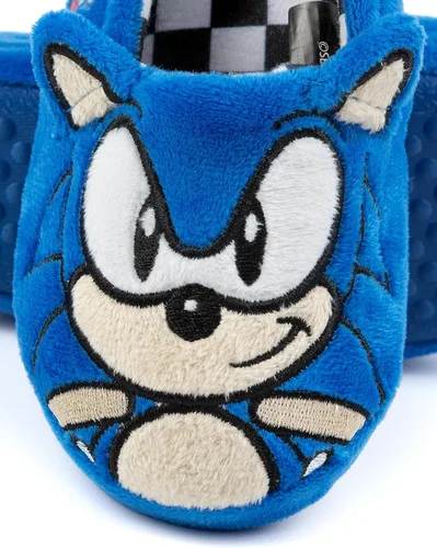 Miniatura 6 de Sonic the Hedgehog Pantuflas de felpa bordada cara 3D para niños Azul