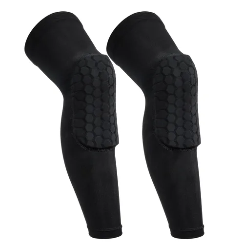 Styquenzer Paquete de 2 rodilleras de compresión para hombres y mujeres, mangas de compresión ligeras de panal, manga larga para pierna