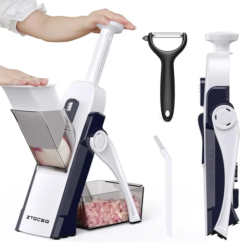 Miniatura 12 de (Todo en 1) Versión mejorada Cortadora de mandolina para cocina y mandolina ajustable. Cuchilla desmontable, cortador de verduras de cocina, corte