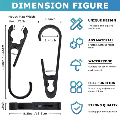 Miniatura 4 de Ganchos de Lavandería con Clips Colgador Organizador de Armario Pinzas Calcetines Botas Sujetadores Toallas para Baño Armario Cocina Oficina 4 Negro