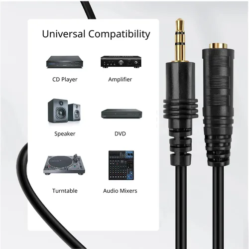 Miniatura 5 de TNP AUX - Cable de extensión para auriculares de 0.138 in (3 pies), extensor macho a hembra, adaptador de conector de enchufe auxiliar de audio