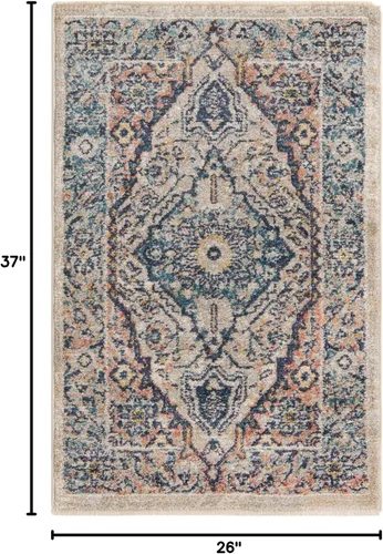 Miniatura 2 de Unique Loom Lola Collection - Alfombra tradicional (2 pies 2 pulgadas x 3 pies 1 pulgada, rectangular, azul/gris)