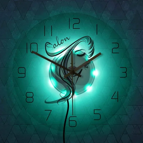 Miniatura 7 de The Geeky Days Beauty Time Peluquería Peluquería Diseño de peluquería Acrílico transparente Iluminación LED Reloj de pared Barbería Peluquería