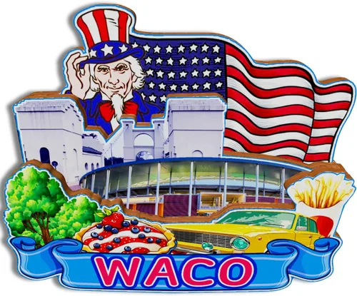 Imán de nevera Waco Texas USA decorativo para nevera, recuerdo de viaje de la ciudad, regalos turísticos, monumentos clásicos, artesanías hechas a