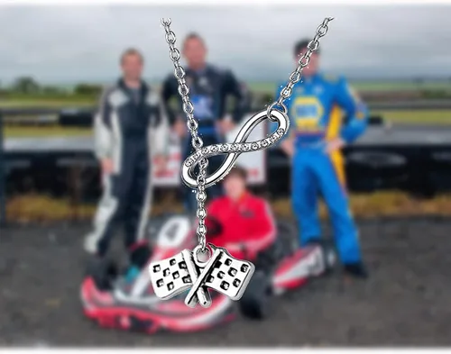 Miniatura 7 de Collar de banderas de carreras, collar con colgante de cadena en Y, regalo para carreras de coches y motocross, para aficionados a carreras