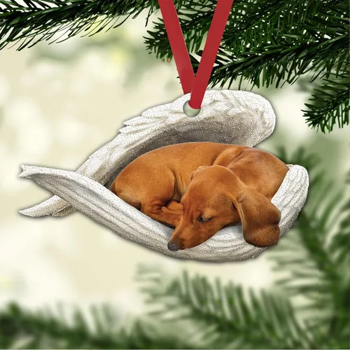 Miniatura 6 de Talataca Dachshund Angelito Durmiente Alas Memorial Tan Wheaten Dachshund 2D Plano Espejo Retrovisor de Coche Accesorios Adorno de Árbol de Navidad
