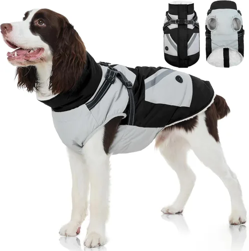 Miniatura 24 de FUAMEY Chaquetas de invierno para perros pequeños, abrigo para perros con arnés incorporado, trajes de nieve impermeables para perros, chaqueta