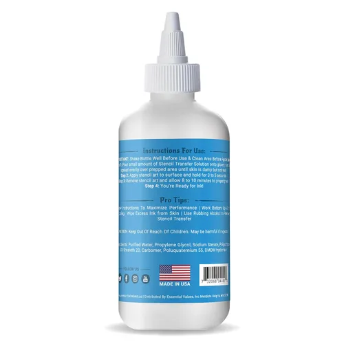Miniatura 2 de Essential Values Solución de gel de transferencia de tatuajes (8 onzas líquidas) para plantillas afiladas, oscuras y limpias, líquido