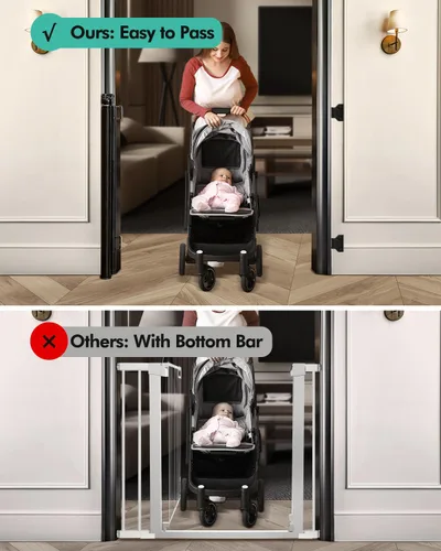 Miniatura 4 de 2 puertas retráctiles para bebé, puerta de malla para perros, 33.6 pulgadas de alto, se expande a 55 pulgadas de ancho, ajuste esencial de seguridad