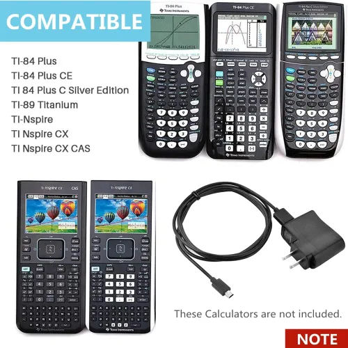 Miniatura 2 de Cable de carga USB de repuesto de cable de alimentación de CA compatible con Texas Instruments TI-84 Plus CE, TI-84 Plus C Silver Edition, TI 89