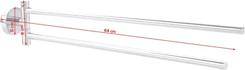 Miniatura 4 de tesa SMOOZ - Toallero con brazo oscilante – Toallero de dos brazos sin taladro, metal cromado e inoxidable para el baño con brazos giratorios