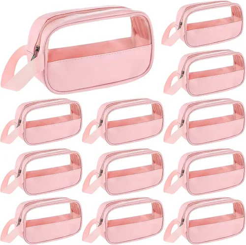 Miniatura 9 de Buryeah 12 bolsas de aseo a granel para mujeres y hombres, translúcidas, pequeñas, bolsa de maquillaje de viaje, portátil, impermeable, juego