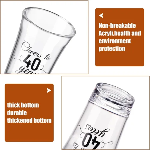 Miniatura 6 de Sliner Paquete de 48 Vasos de Chupito de Cumpleaños a Granel 1.4oz Brindis a los 30/40/50/60/70/80 Años Vaso de Chupito Indestructible Base Gruesa