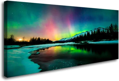Miniatura 20 de Cao Gen Decor Art S06675 - Lienzo decorativo para pared, diseño de árbol rojo en blanco y negro, sol bosque brumoso, imagen póster impresión