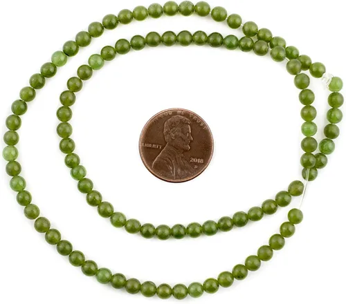 Miniatura 2 de TheBeadChest Cuentas redondas de jade nefrita verde (0.157 in)