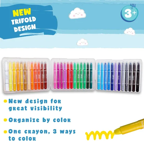 Miniatura 3 de DOODLE HOG Crayones lavables de 36 colores, para niños y niños pequeños, acuarela, no tóxico, 3 en 1, para niños de 4 a 8 años