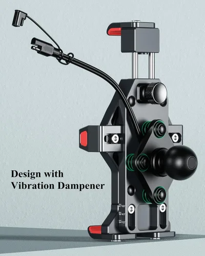 Miniatura 8 de BRCOVAN Soporte de teléfono para motocicleta con cargador inalámbrico Qi de 15 W y amortiguador de vibraciones, antirrobo, antivibración, ajustable