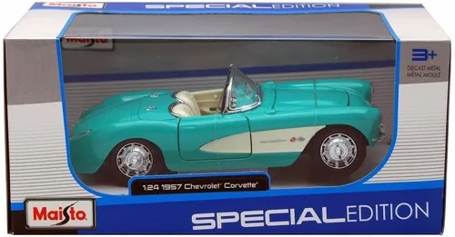 Miniatura 5 de Maisto 1957 Chevy Corvette Convertible, Turquesa Edición Especial 31275-1/24 Escala Diecast Modelo Modelo de Juguete