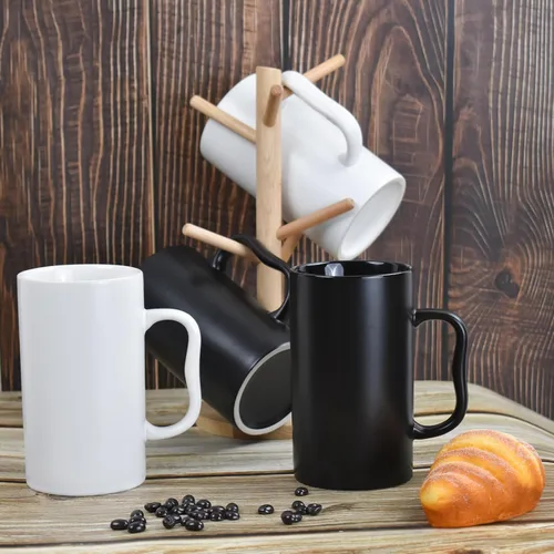 Miniatura 6 de Tazas de café de cerámica grandes de 20 onzas, tazas de cerveza altas con mango grande M, 20.3 fl oz de porcelana a granel a granel Latte Capuchino