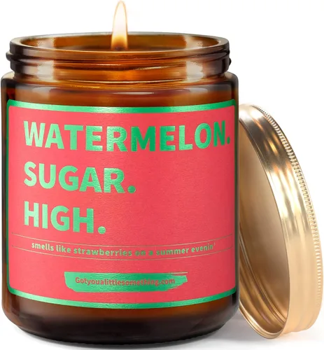 Vela Perfumada Watermelon Sugar High - Huele a Fresas en una Noche de Verano - Regalos de Harry Styles - Harry Merch - Idea de Regalo y Presente de