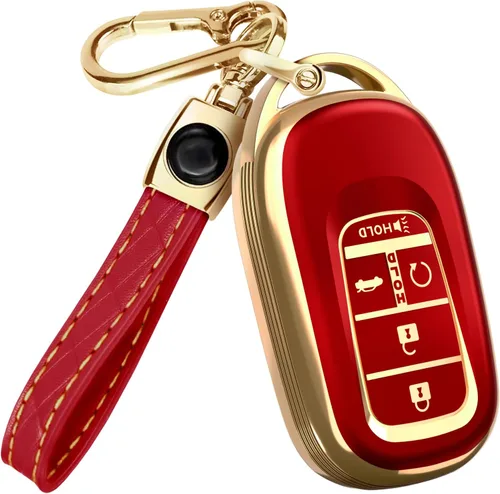 Miniatura 20 de Lucrum Compatible con funda para llavero Honda y llavero de cuero - Estuche de llavero de TPU para Accord Civic CR-V HR-V Pilot Ridgeline SE LX