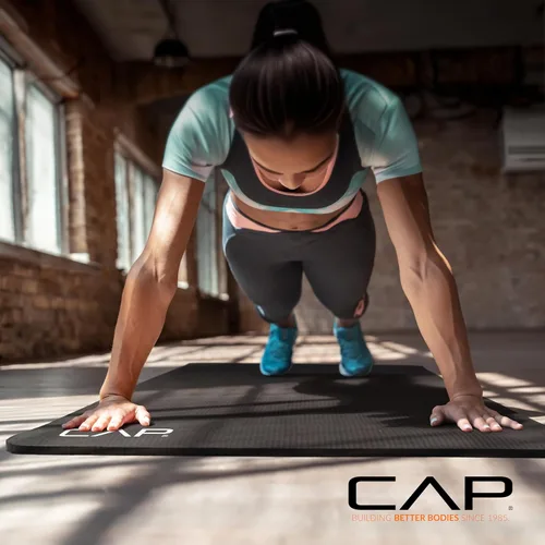 Miniatura 6 de CAP Barbell Colchoneta de yoga y ejercicio de alta densidad de 1/2 pulgada con correa Múltiples opciones Gris